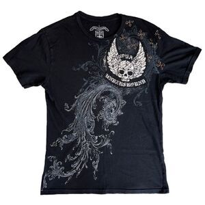 🐿️ Royal Underground Men’s Black & White Skull T-Shirt Size Small